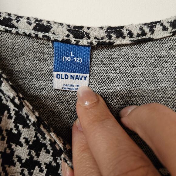 Old Navy Black & White Houndstooth Mini Dress Size L Teen Bodycon Y2K Grunge - Picture 4 of 7